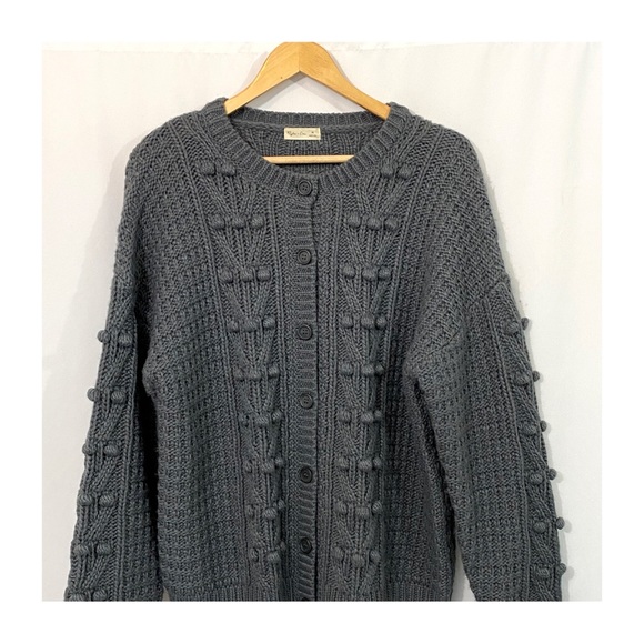 Rylee & Cru Chunky Bobble Knit Button Down Cardigan Sweater in Grey - Picture 3 of 10